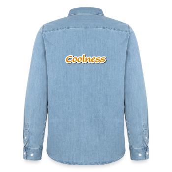 coolness claim Vectorgraphic - Männer Jeanshemd Organic von Stanley/Stella - verwaschenes Hellblau - Hinten - AI Model Male 185 light (185cm)