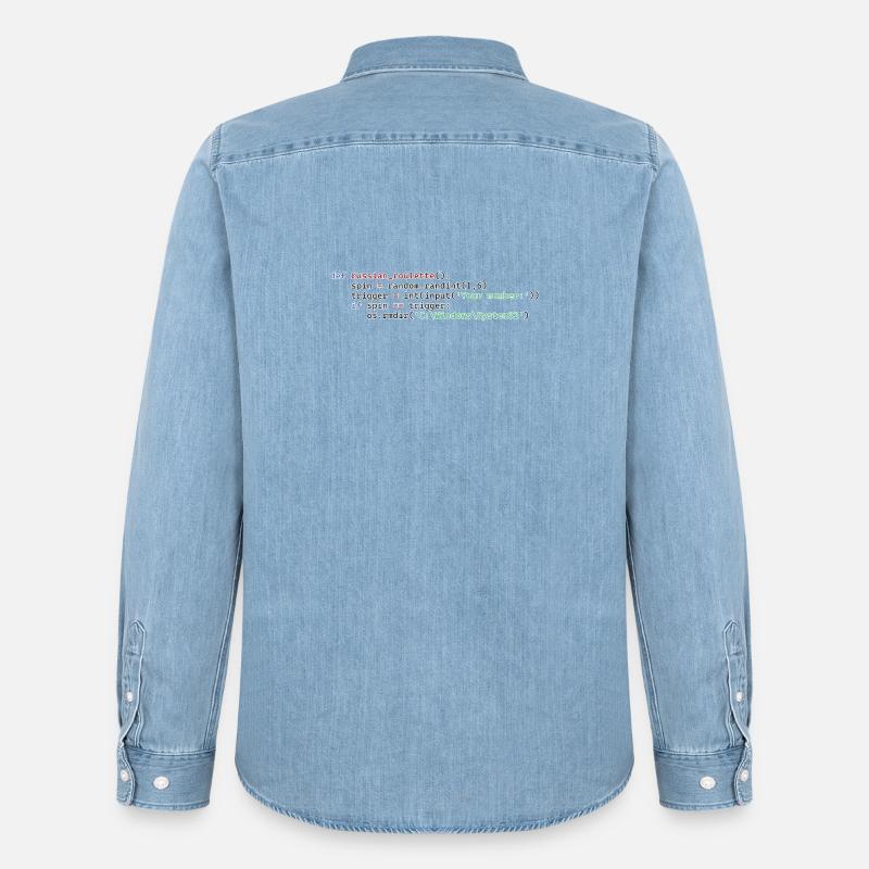 Python Russian Roulette - Men’s Organic Denim Shirt by Stanley/Stella - light wash