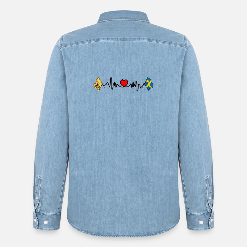 Södermanland & Schweden - Männer Jeanshemd Organic von Stanley/Stella - verwaschenes Hellblau
