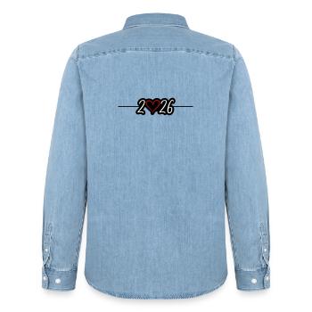 2026 Herz - Männer Jeanshemd Organic von Stanley/Stella - verwaschenes Hellblau - Hinten - AI Model Male 185 light (185cm)