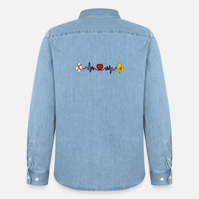 Lancashire- und England-Herzfrequenz - Männer Jeanshemd Organic von Stanley/Stella - verwaschenes Hellblau