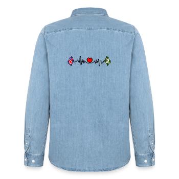 Battement de cœur du Nottinghamshire & Royaume-Uni - Chemise en denim homme bio Stanley/Stella - bleu clair délavé - Dos - AI Model Male 185 light (185cm)