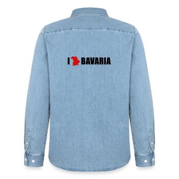I Love Bavaria Bayern Liebe - Men’s Organic Denim Shirt by Stanley/Stella - light wash - Back - AI Model Male 185 light (185cm)