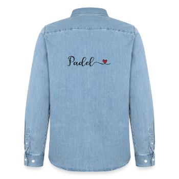 Padel Herz Design  - Männer Jeanshemd Organic von Stanley/Stella - verwaschenes Hellblau - Hinten - AI Model Male 185 light (185cm)