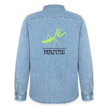Gottesanbeterin – Illustration für Naturfreunde - Männer Jeanshemd Organic von Stanley/Stella - verwaschenes Hellblau - Hinten - AI Model Male 185 light (185cm)
