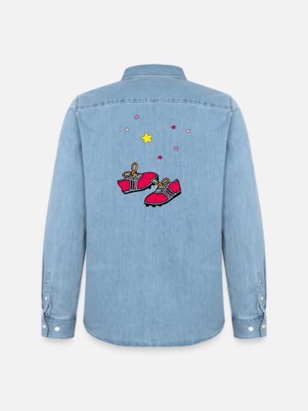 Fußballschuhe, Sterne - Männer Jeanshemd Organic von Stanley/Stella - verwaschenes Hellblau