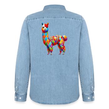 Alpaga - Chemise en denim homme bio Stanley/Stella - bleu clair délavé - Dos - AI Model Male 185 light (185cm)