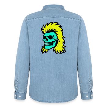 Crâne de mulet - Chemise en denim homme bio Stanley/Stella - bleu clair délavé - Dos - AI Model Male 185 light (185cm)