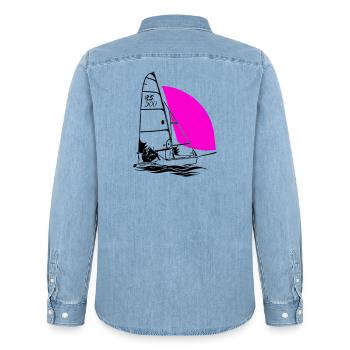 RS 500 Régate de dériveurs à voile voile de couleur - Chemise en denim homme bio Stanley/Stella - bleu clair délavé - Dos - AI Model Male 185 light (185cm)