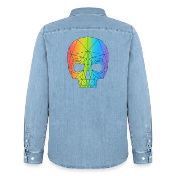 Schädel in Farbe - Männer Jeanshemd Organic von Stanley/Stella - verwaschenes Hellblau - Hinten - AI Model Male 185 light (185cm)
