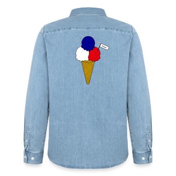 Französich France Flag Eiscreme - Männer Jeanshemd Organic von Stanley/Stella - verwaschenes Hellblau - Hinten - AI Model Male 185 light (185cm)