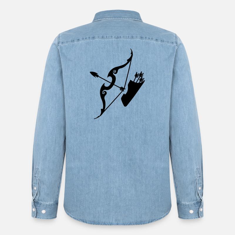 Schütze-Bogen mit Pfeilen - Männer Jeanshemd Organic von Stanley/Stella - verwaschenes Hellblau