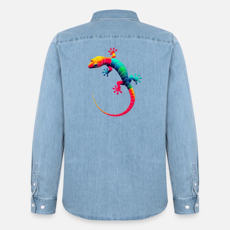 Gecko - Männer Jeanshemd Organic von Stanley/Stella - verwaschenes Hellblau