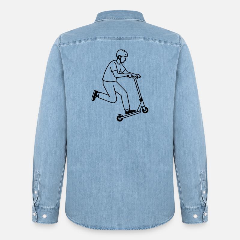 Stuntroller - Männer Jeanshemd Organic von Stanley/Stella - verwaschenes Hellblau