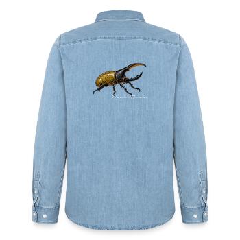 Herkuleskäfer Dynastes hercules - Männer Jeanshemd Organic von Stanley/Stella - verwaschenes Hellblau - Hinten - AI Model Male 185 light (185cm)