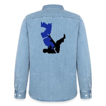 judo - Men’s Organic Denim Shirt by Stanley/Stella - light wash - Back - AI Model Male 185 light (185cm)