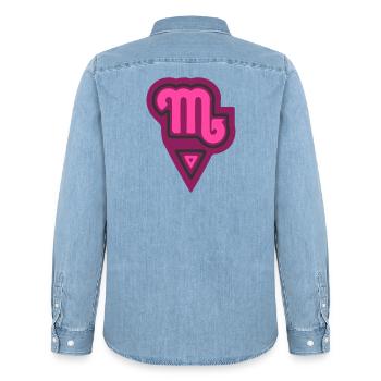 Scorpion tribal du zodiaque et eau - Chemise en denim homme bio Stanley/Stella - bleu clair délavé - Dos - AI Model Male 185 light (185cm)