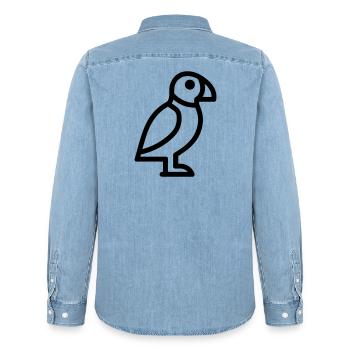 Papageitaucher-Seevogel - Männer Jeanshemd Organic von Stanley/Stella - verwaschenes Hellblau - Hinten - AI Model Male 185 light (185cm)