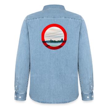 Rotkreis-Landschaft - Männer Jeanshemd Organic von Stanley/Stella - verwaschenes Hellblau - Hinten - AI Model Male 185 light (185cm)