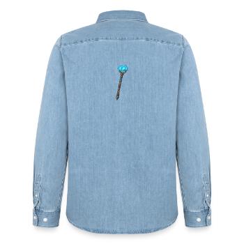 Magischer Kristallstab Blau - Männer Jeanshemd Organic von Stanley/Stella - verwaschenes Hellblau - Hinten - AI Model Male 185 light (185cm)