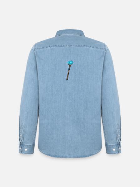 Magischer Kristallstab Blau - Männer Jeanshemd Organic von Stanley/Stella - verwaschenes Hellblau