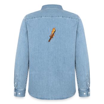 Feuerklinge Flammenschwert - Männer Jeanshemd Organic von Stanley/Stella - verwaschenes Hellblau - Hinten - AI Model Male 185 light (185cm)
