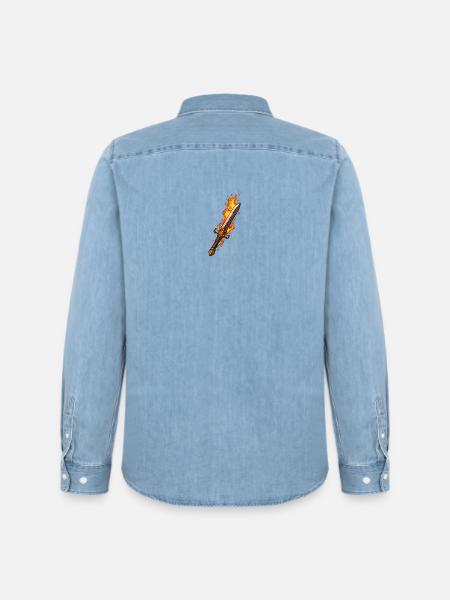 Fireblade Flaming Sword - Men’s Organic Denim Shirt by Stanley/Stella - light wash