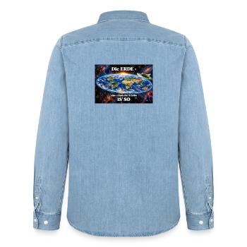 Die Erde -  elliptische Scheibe - Männer Jeanshemd Organic von Stanley/Stella - verwaschenes Hellblau - Hinten - AI Model Male 185 light (185cm)