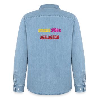 Happy Mother's Day - Mother's Day - Men’s Organic Denim Shirt by Stanley/Stella - light wash - Back - AI Model Male 185 light (185cm)