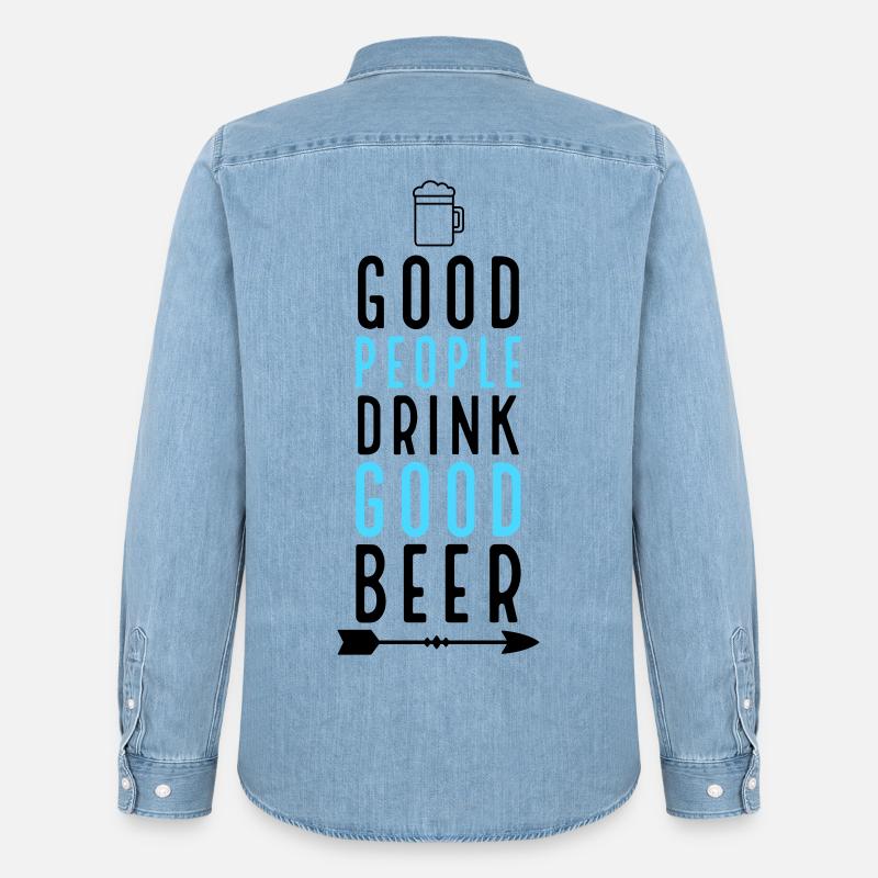 Bier - Männer Jeanshemd Organic von Stanley/Stella - verwaschenes Hellblau