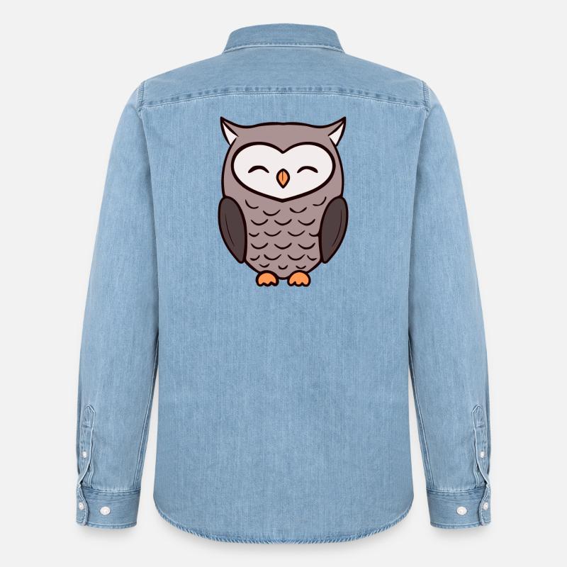 Eule Eulen - Männer Jeanshemd Organic von Stanley/Stella - verwaschenes Hellblau