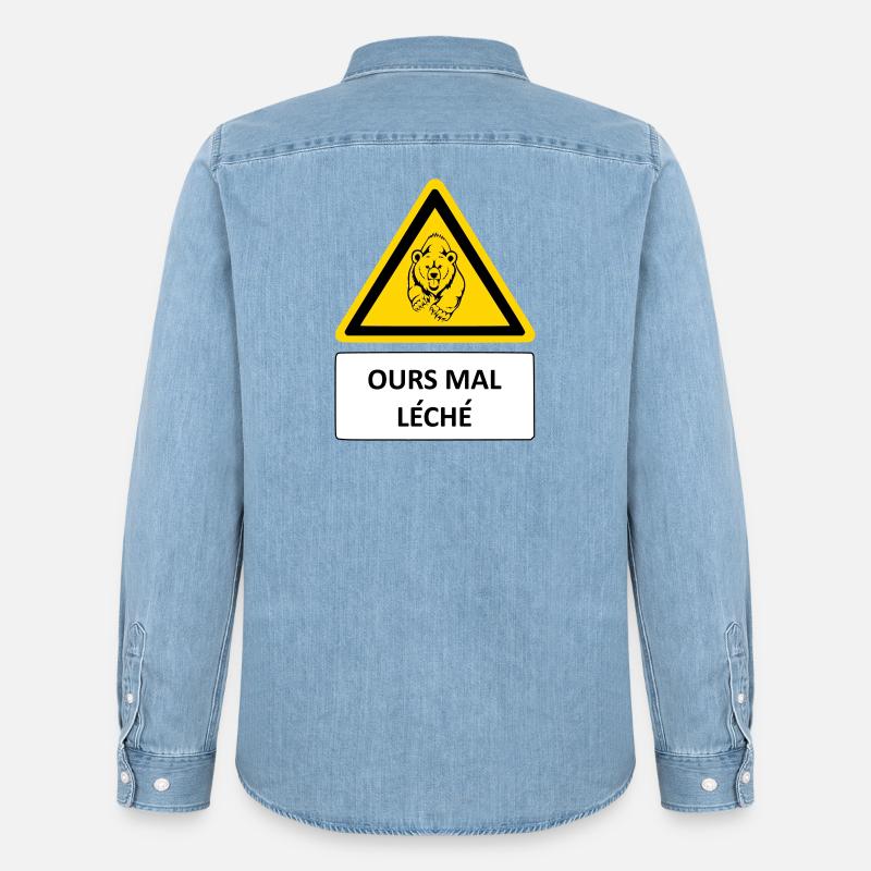 Orso malamente leccato - Camicia in denim Stanley/Stella - azzurro chiaro slavato