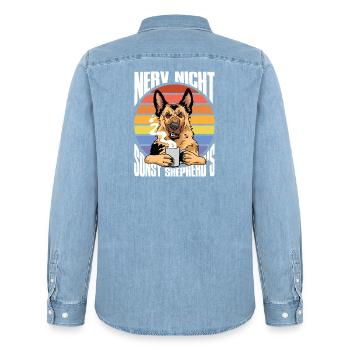 Schäferhund Geschenke Hund Herrchen Gassi - Männer Jeanshemd Organic von Stanley/Stella - verwaschenes Hellblau - Hinten - AI Model Male 185 light (185cm)