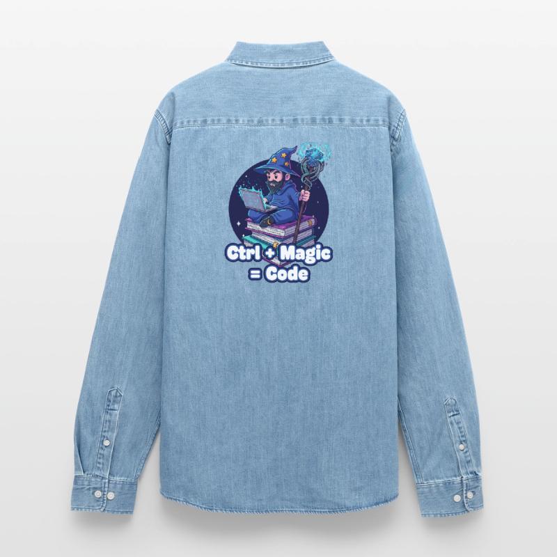 Ctrl Magic Code Wizard Men’s Organic Denim Shirt by Stanley/Stella