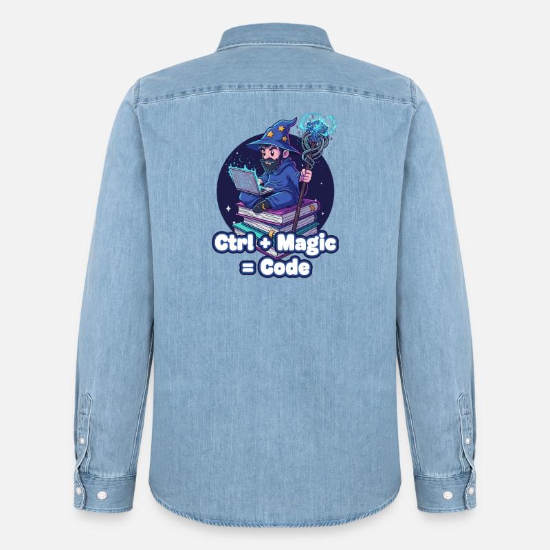 Ctrl Magic Code Zauberer - Männer Jeanshemd Organic von Stanley/Stella - verwaschenes Hellblau