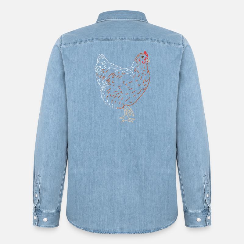 Hahn oder Henne - Männer Jeanshemd Organic von Stanley/Stella - verwaschenes Hellblau