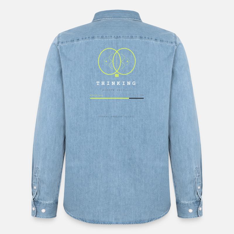 BRAIN.EXE IS LOADING - Chemise en denim homme bio Stanley/Stella - bleu clair délavé