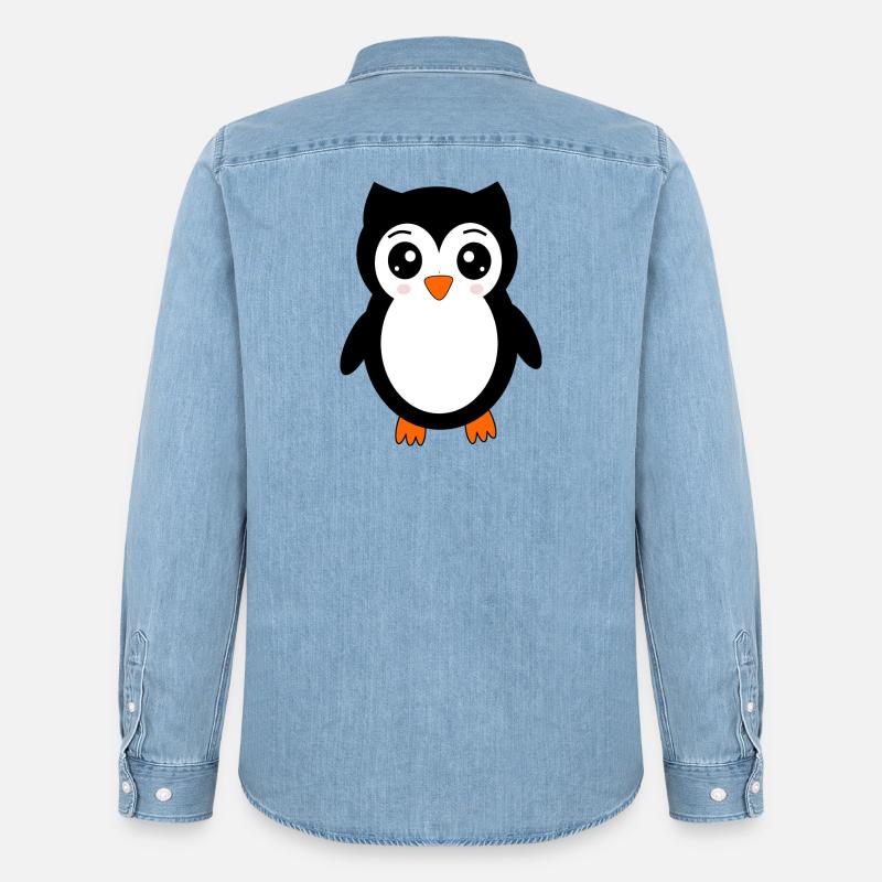 Eule schwarz Vogel Vögelchen Tiere Geschenk - Männer Jeanshemd Organic von Stanley/Stella - verwaschenes Hellblau