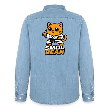 Katzenkämpfer im Dojo - Männer Jeanshemd Organic von Stanley/Stella - verwaschenes Hellblau - Hinten - AI Model Male 185 light (185cm)