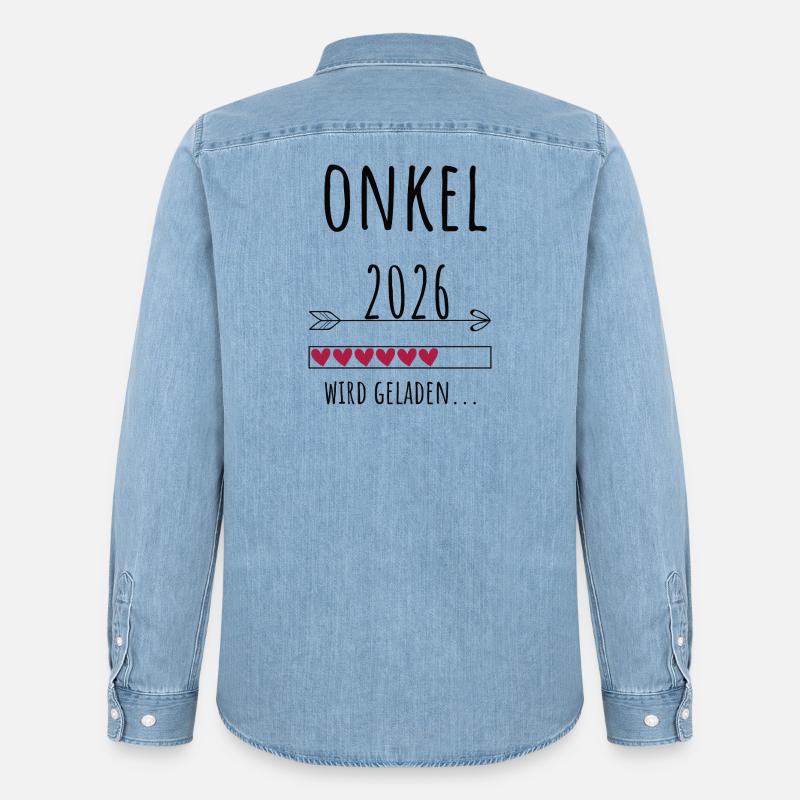Werdender Onkel 2026 Geschenk Schwangerschaft - Männer Jeanshemd Organic von Stanley/Stella - verwaschenes Hellblau