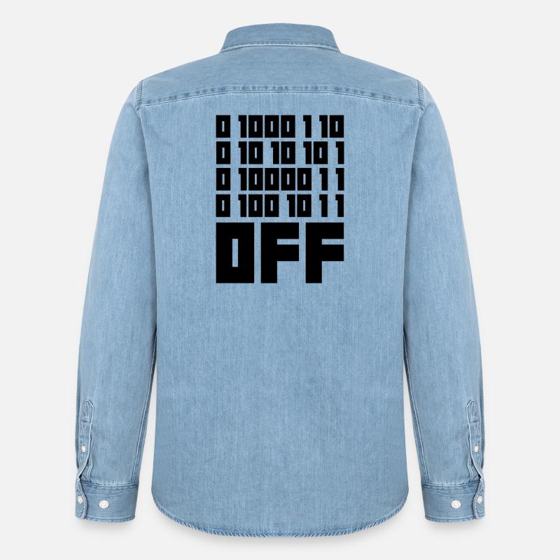 Binärcode F**k OFF – Nerd Humor & Geek Code - Männer Jeanshemd Organic von Stanley/Stella - verwaschenes Hellblau