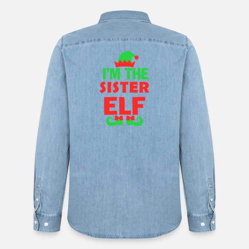 Ich bin die Schwester Elf - Männer Jeanshemd Organic von Stanley/Stella - verwaschenes Hellblau