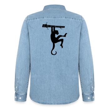 Affe - Männer Jeanshemd Organic von Stanley/Stella - verwaschenes Hellblau - Hinten - AI Model Male 185 light (185cm)