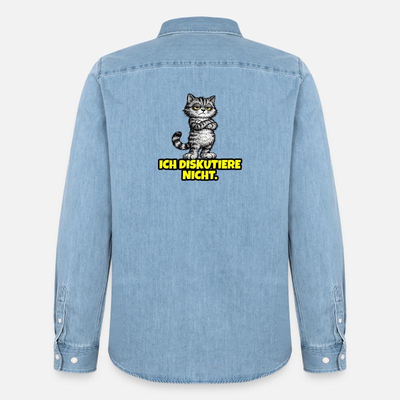 Ich diskutiere nicht. – Grumpy Katze (CAT) - Männer Jeanshemd Organic von Stanley/Stella - verwaschenes Hellblau