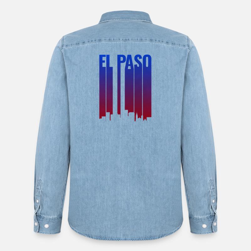 El Paso Skyline Gradient - Männer Jeanshemd Organic von Stanley/Stella - verwaschenes Hellblau