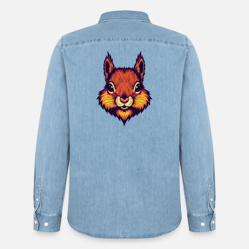 Leuchtend herbstliches Eichhörnchen  - Männer Jeanshemd Organic von Stanley/Stella - verwaschenes Hellblau
