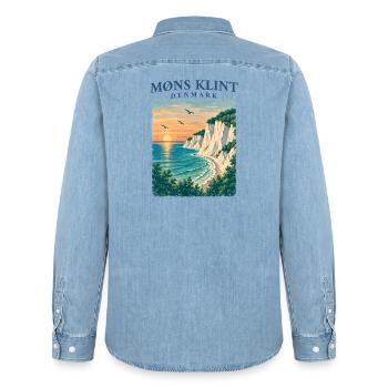 Møns Klint Dänemark Kreidefelsen Ostsee Retro - Männer Jeanshemd Organic von Stanley/Stella - verwaschenes Hellblau - Hinten - AI Model Male 185 light (185cm)