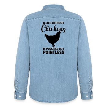 Huhn Statement Humor - Männer Jeanshemd Organic von Stanley/Stella - verwaschenes Hellblau - Hinten - AI Model Male 185 light (185cm)