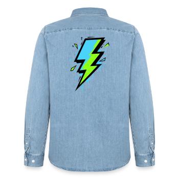 Strahl der modernen Elektrizität - Männer Jeanshemd Organic von Stanley/Stella - verwaschenes Hellblau - Hinten - AI Model Male 185 light (185cm)