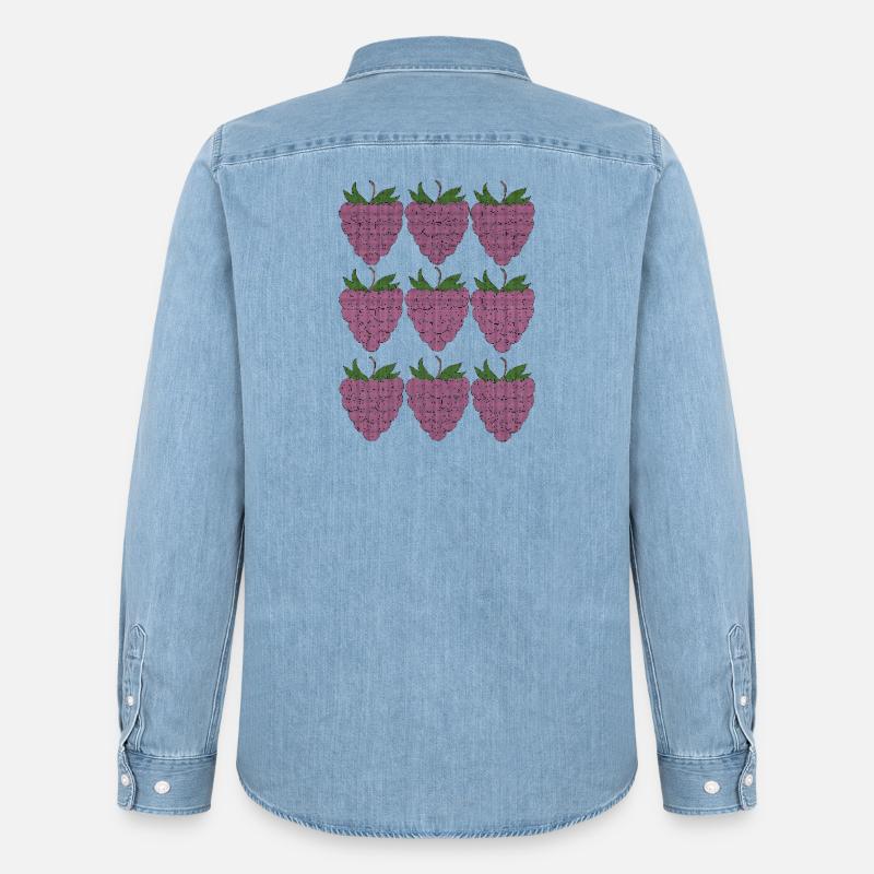 raspberry pattern textile - Men’s Organic Denim Shirt by Stanley/Stella - light wash